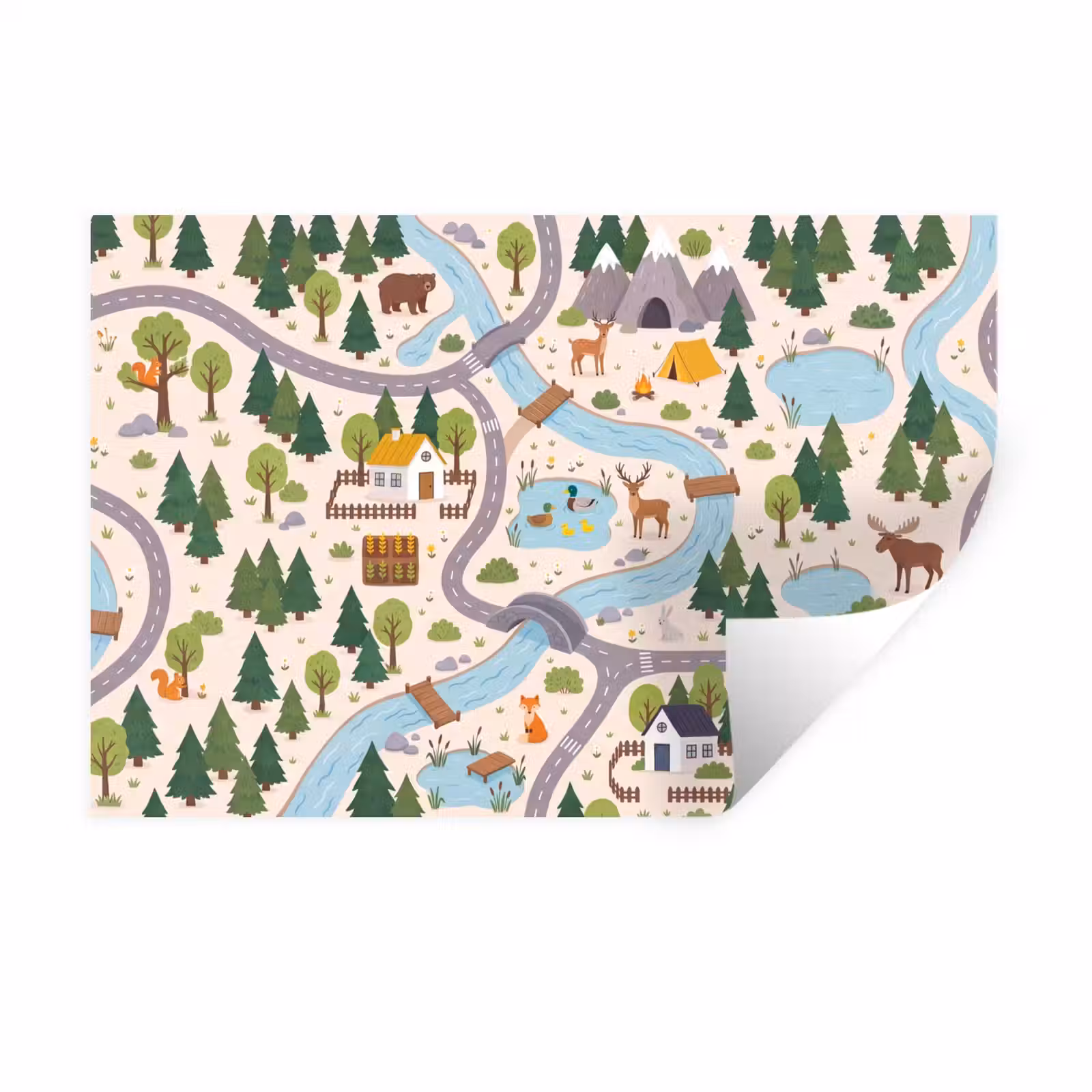 Muursticker - Landschap - Rivier - Cartoon — 1