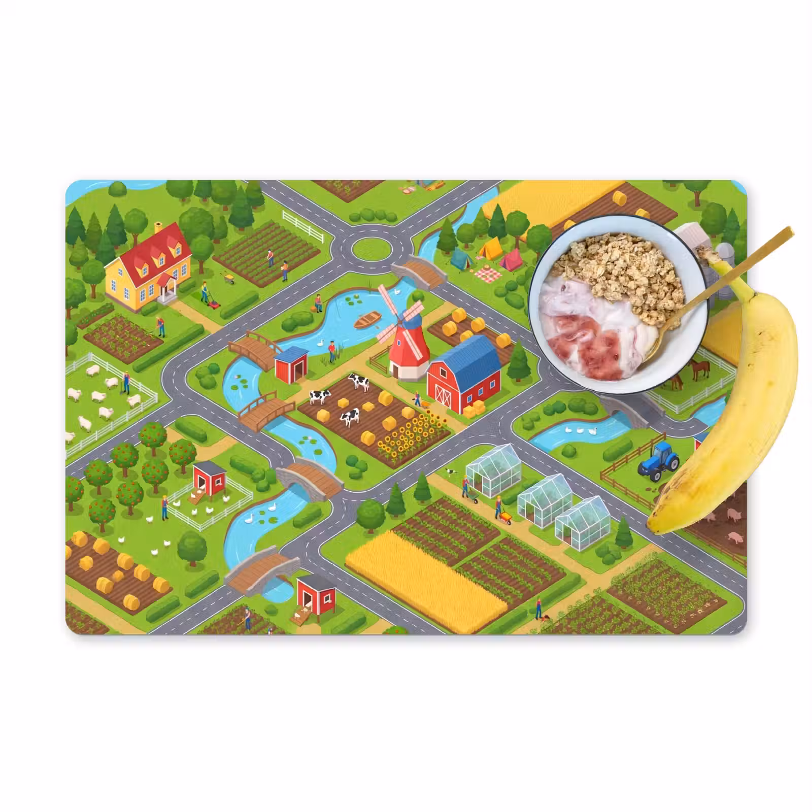 Placemat - 6 stuks - Boerderij - Landschap - Isometrisch — 1