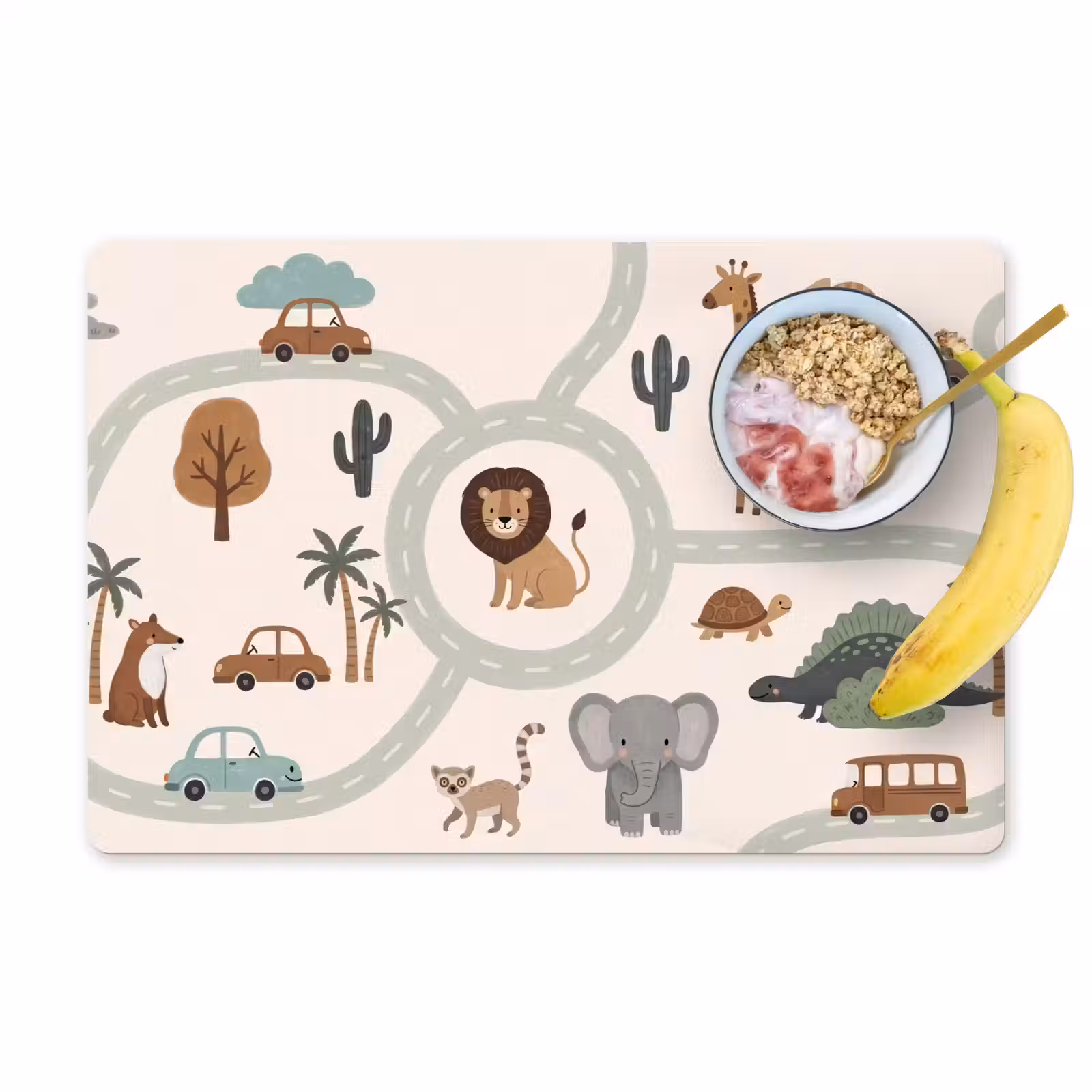 Placemat - 6 stuks - Dieren - Wegen - Illustratie — 1