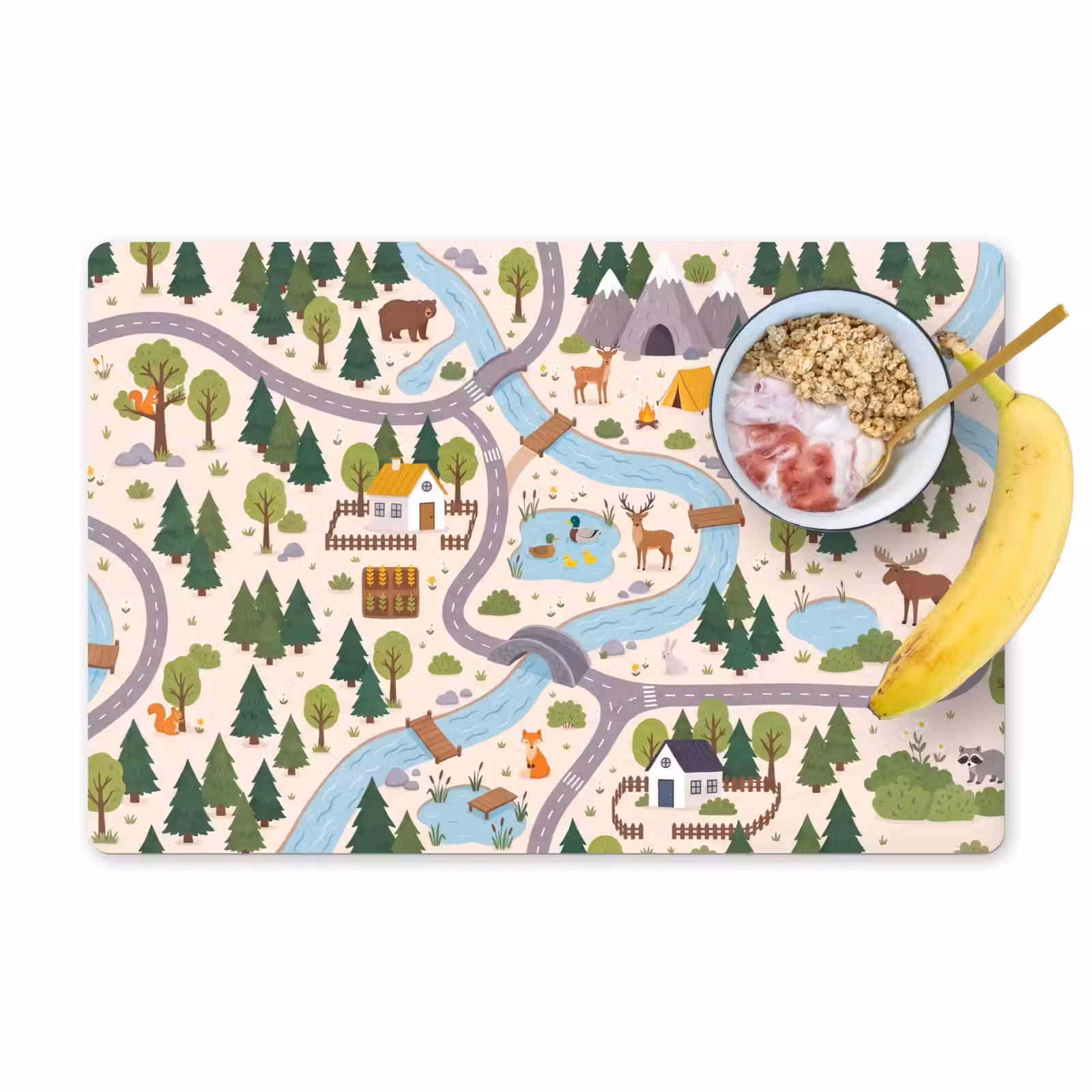 Placemat - 6 stuks - Landschap - Rivier - Cartoon — 1