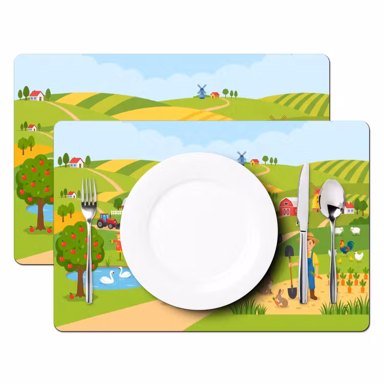 Placemat - 6 stuks - Boerderij - Landschap - Cartoon — 2