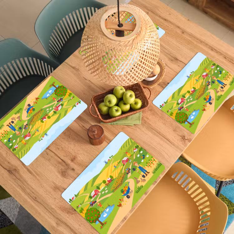Placemat - 6 stuks - Boerderij - Landschap - Cartoon — 6