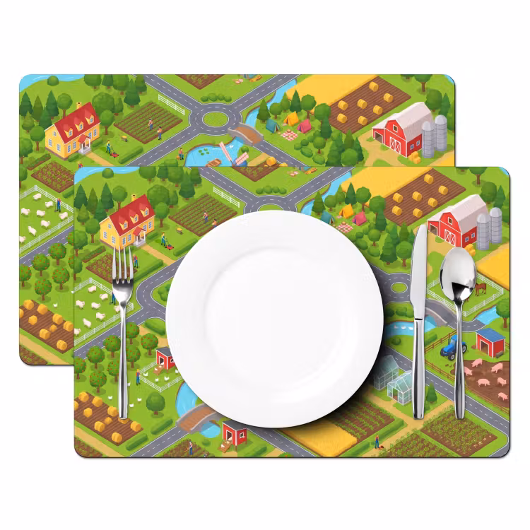 Placemat - 6 stuks - Boerderij - Landschap - Isometrisch — 2