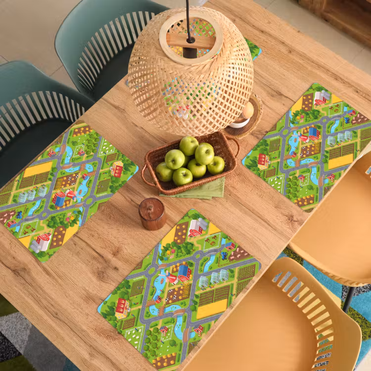 Placemat - 6 stuks - Boerderij - Landschap - Isometrisch — 6