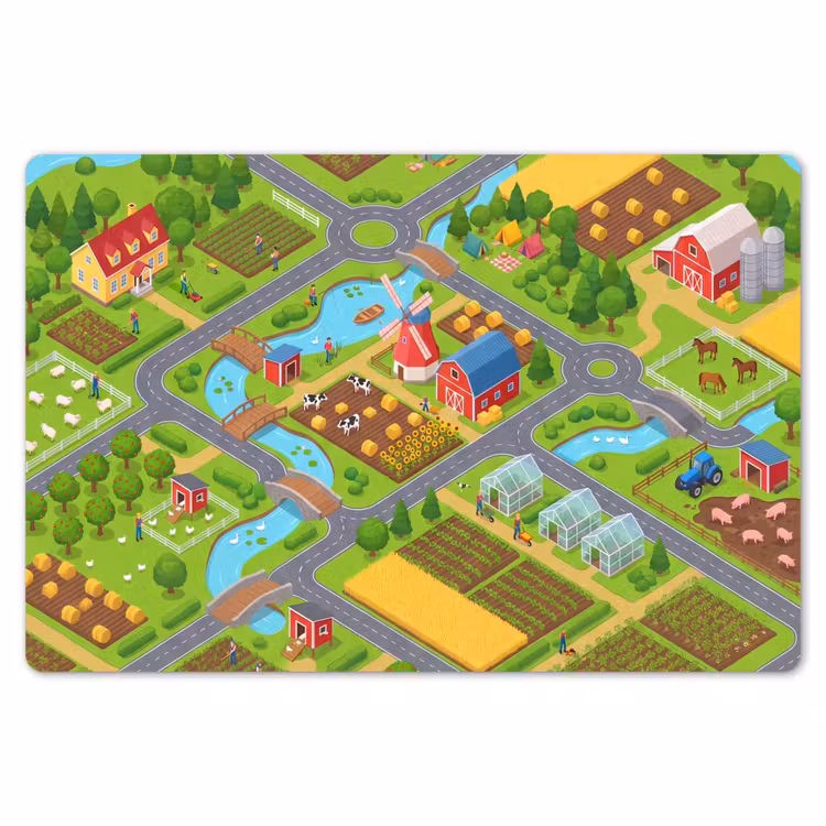 Placemat - 6 stuks - Boerderij - Landschap - Isometrisch — 7