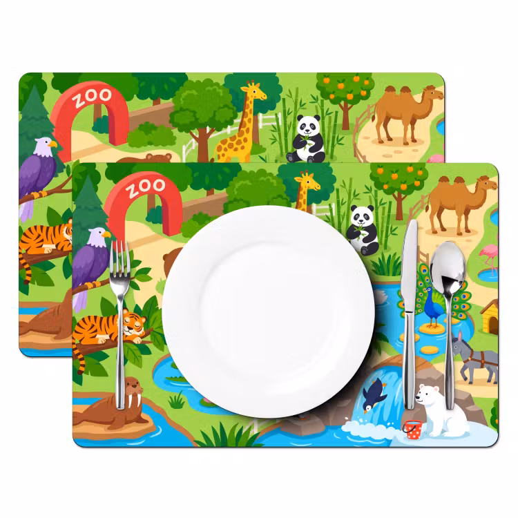 Placemat - 6 stuks - Dieren - Dierentuin - Cartoon — 2
