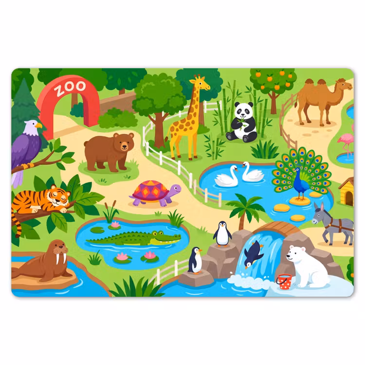 Placemat - 6 stuks - Dieren - Dierentuin - Cartoon — 7