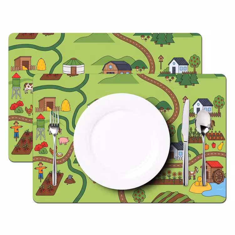Placemat - 6 stuks - Dieren - Platteland - Illustratie — 2