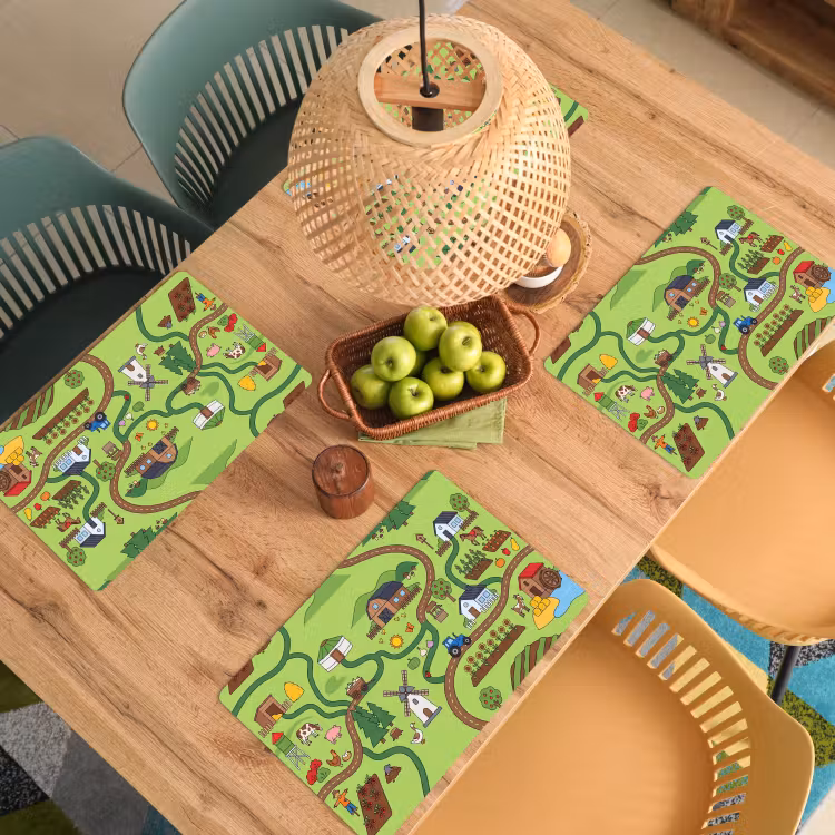 Placemat - 6 stuks - Dieren - Platteland - Illustratie — 6