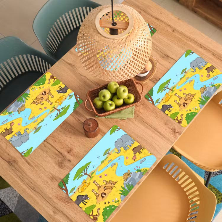 Placemat - 6 stuks - Dieren - Savanne - Cartoon — 6