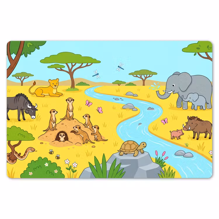 Placemat - 6 stuks - Dieren - Savanne - Cartoon — 7