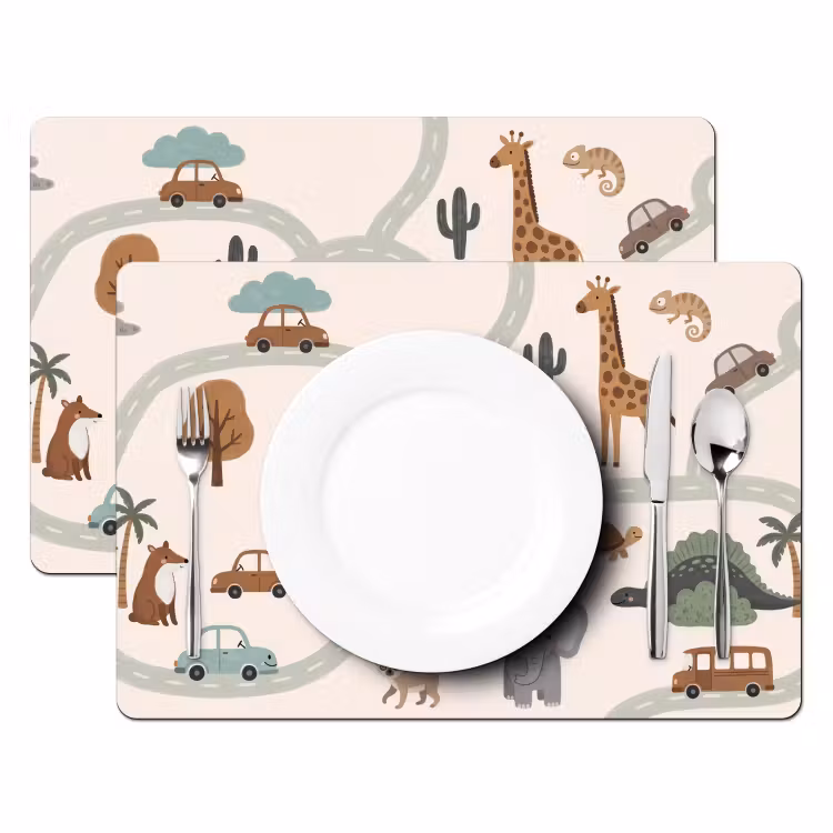 Placemat - 6 stuks - Dieren - Wegen - Illustratie — 2
