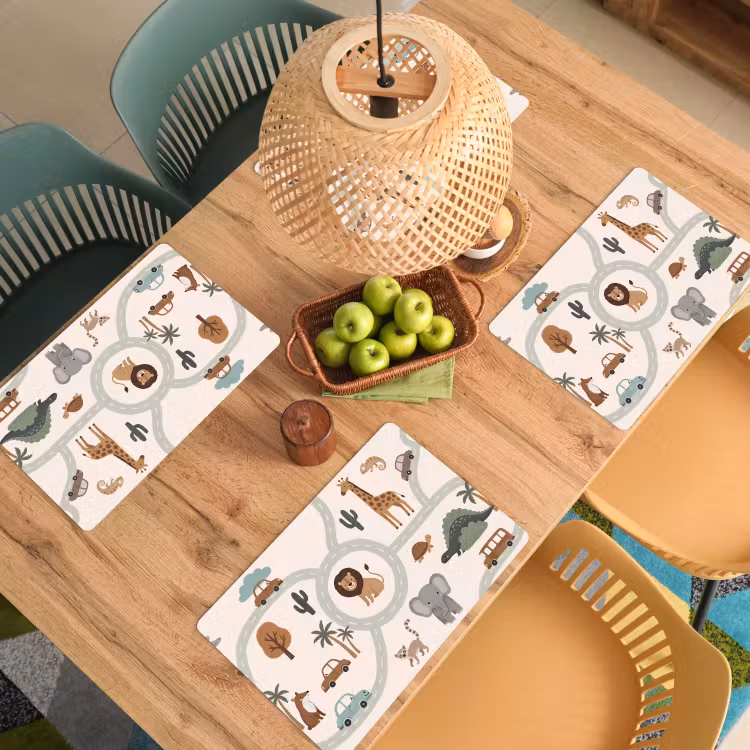 Placemat - 6 stuks - Dieren - Wegen - Illustratie — 6