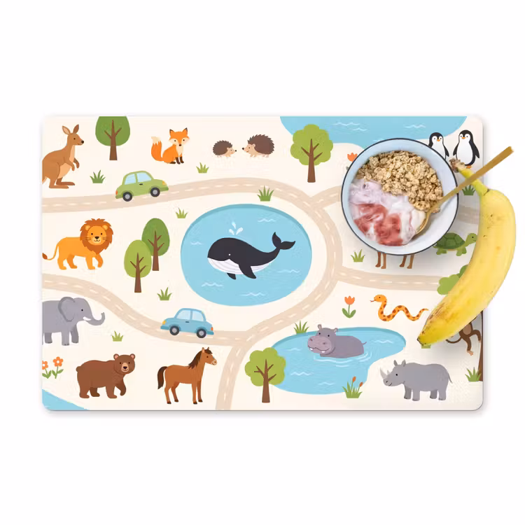 Placemat - 6 stuks - Dieren - Wereld - Illustratie — 1