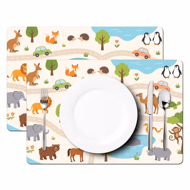 Placemat - 6 stuks - Dieren - Wereld - Illustratie — 2