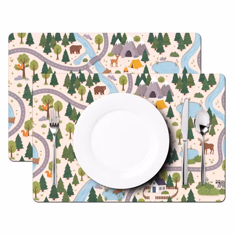Placemat - 6 stuks - Landschap - Rivier - Cartoon — 2
