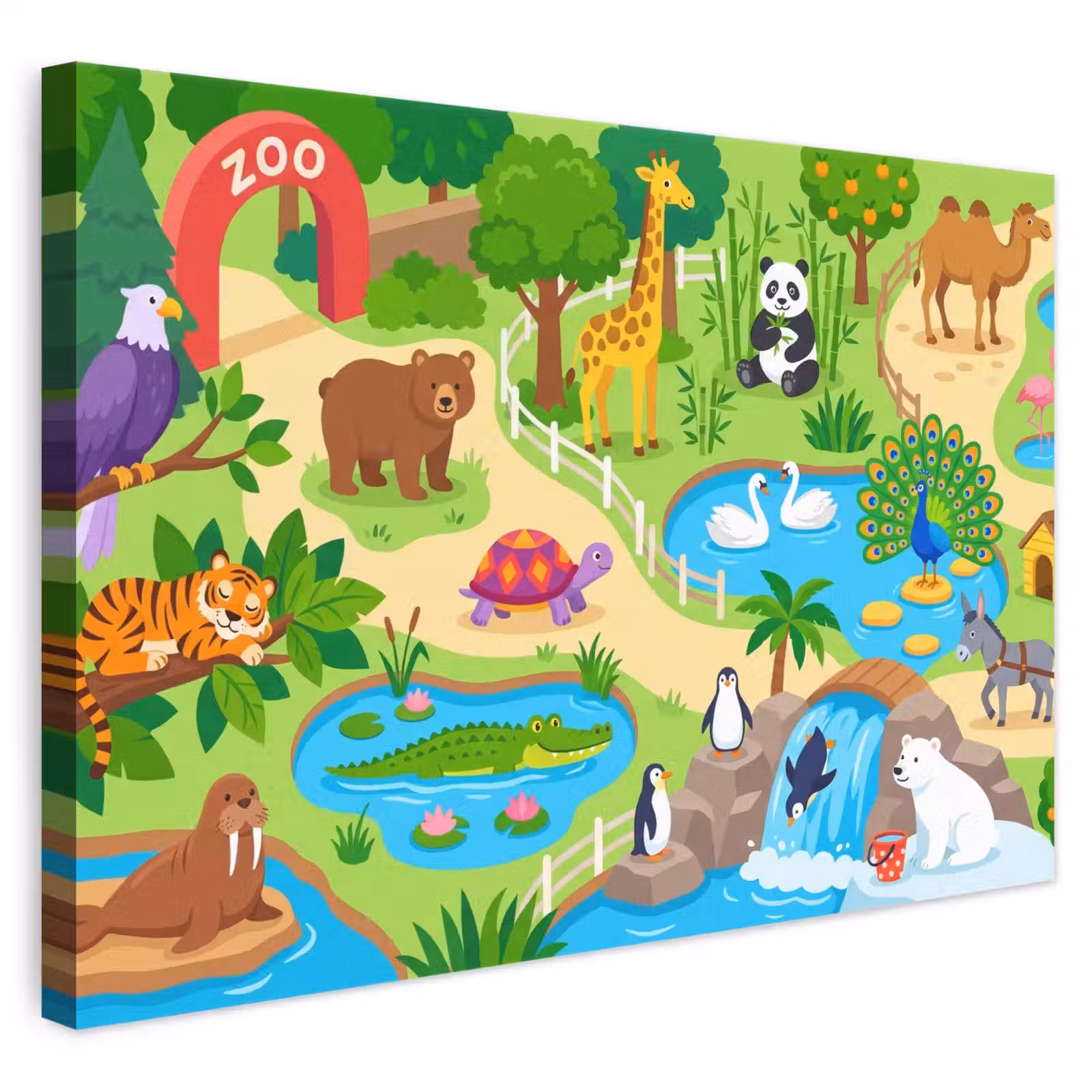 Canvas schilderij - Dieren - Dierentuin - Cartoon — 1