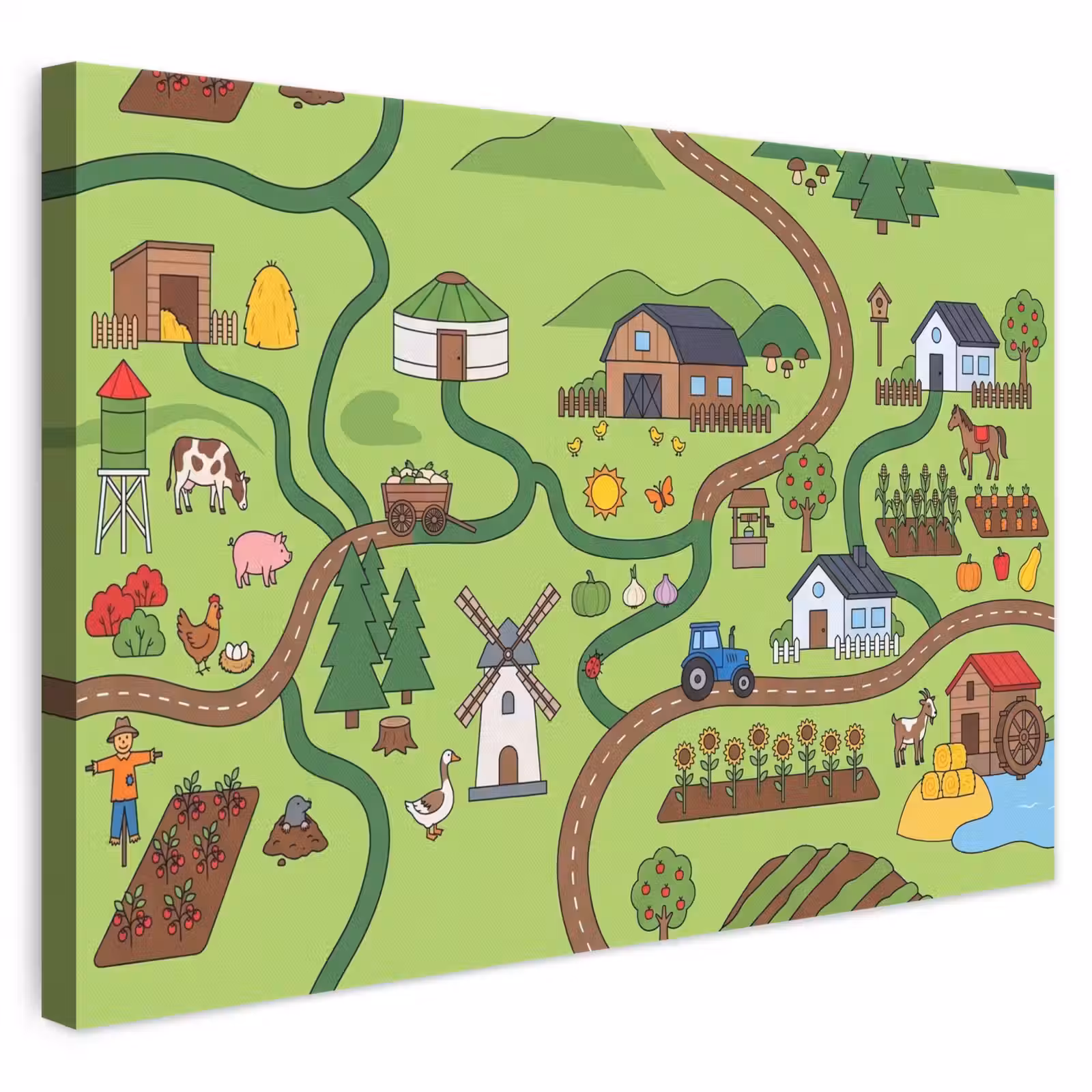 Canvas schilderij - Dieren - Platteland - Illustratie — 1