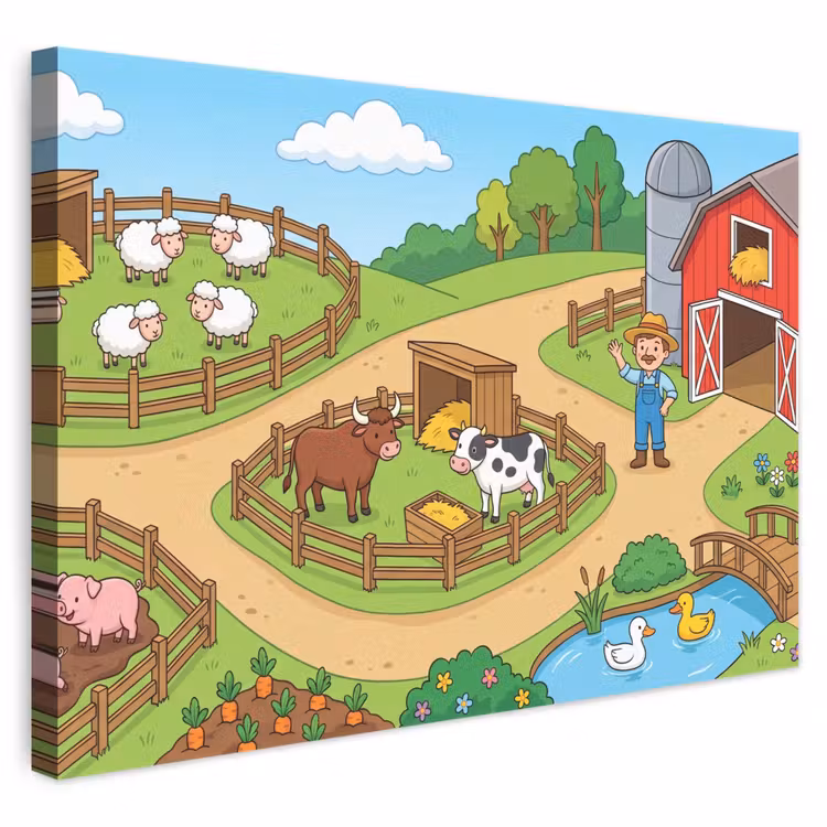Canvas schilderij - Boerderij - Dieren - Platteland — 1