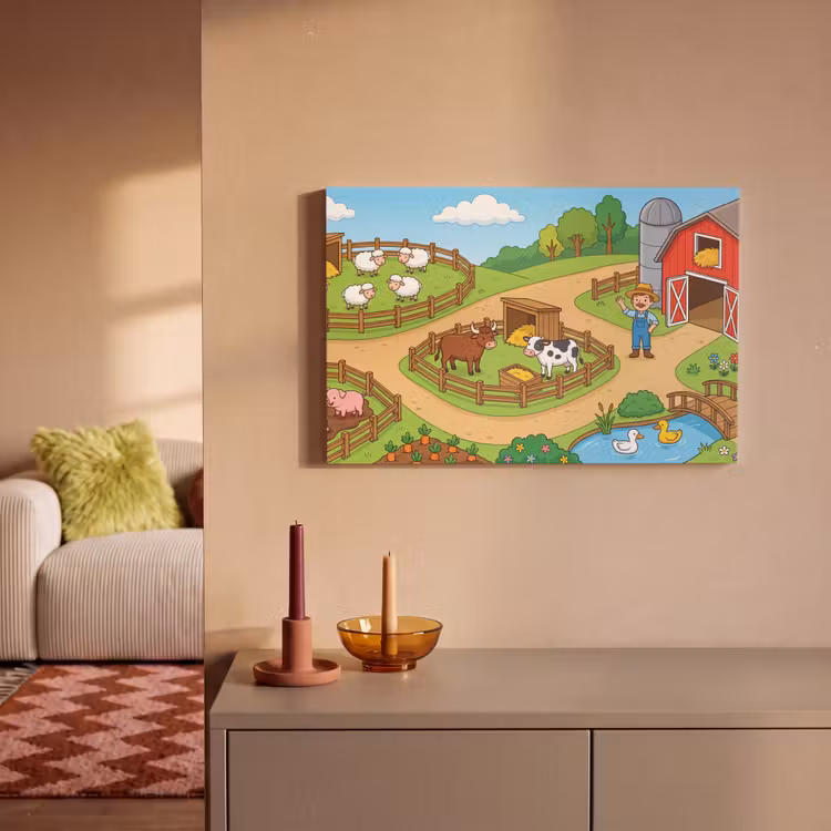 Canvas schilderij - Boerderij - Dieren - Platteland — 2
