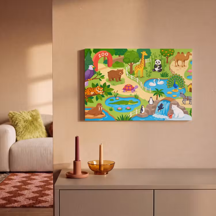 Canvas schilderij - Dieren - Dierentuin - Cartoon — 2