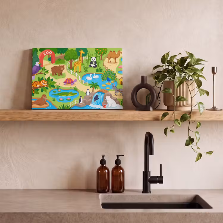 Canvas schilderij - Dieren - Dierentuin - Cartoon — 4