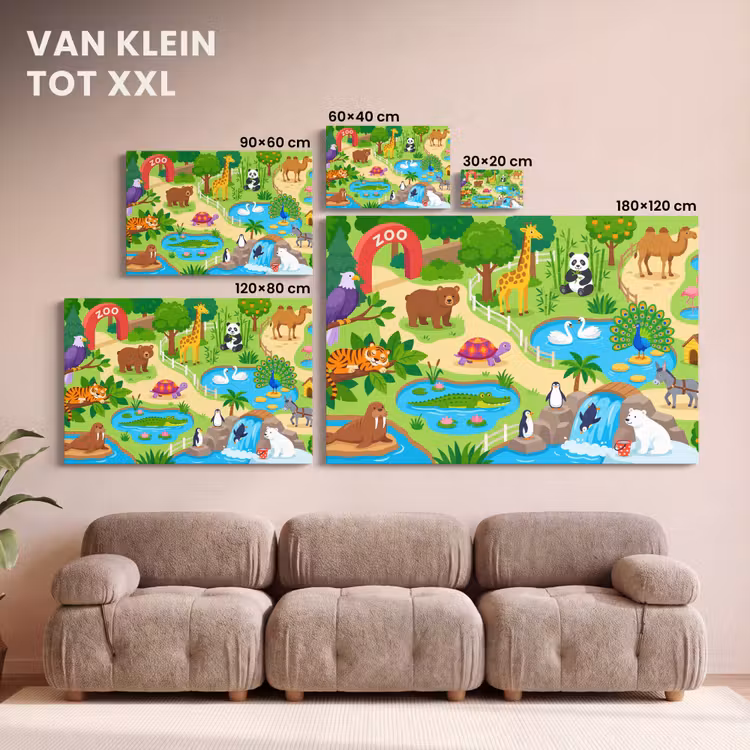 Canvas schilderij - Dieren - Dierentuin - Cartoon — 8