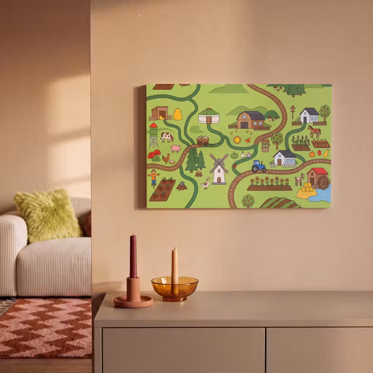Canvas schilderij - Dieren - Platteland - Illustratie — 2