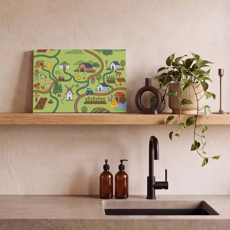 Canvas schilderij - Dieren - Platteland - Illustratie — 4