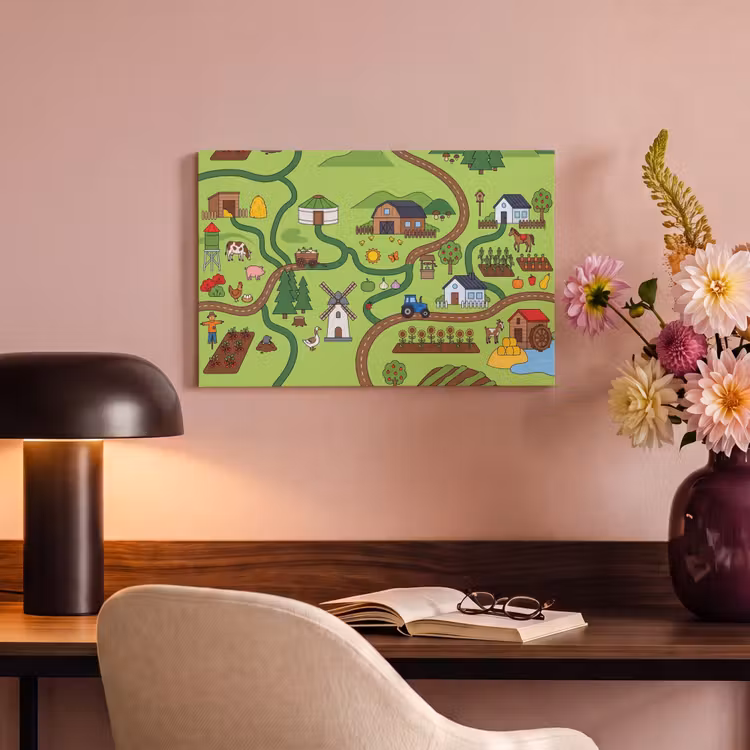 Canvas schilderij - Dieren - Platteland - Illustratie — 6