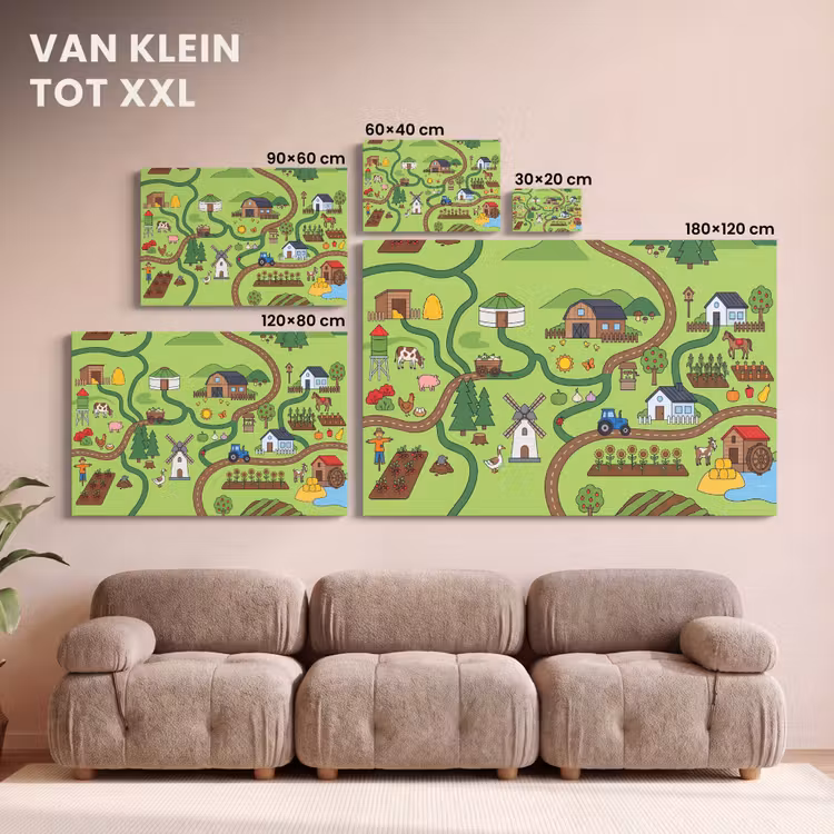 Canvas schilderij - Dieren - Platteland - Illustratie — 8