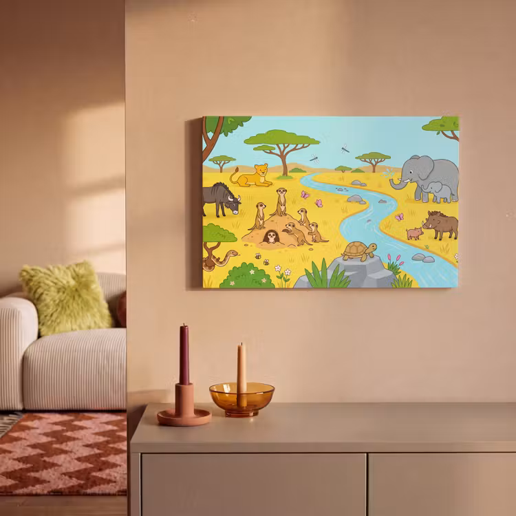 Canvas schilderij - Dieren - Savanne - Cartoon — 2