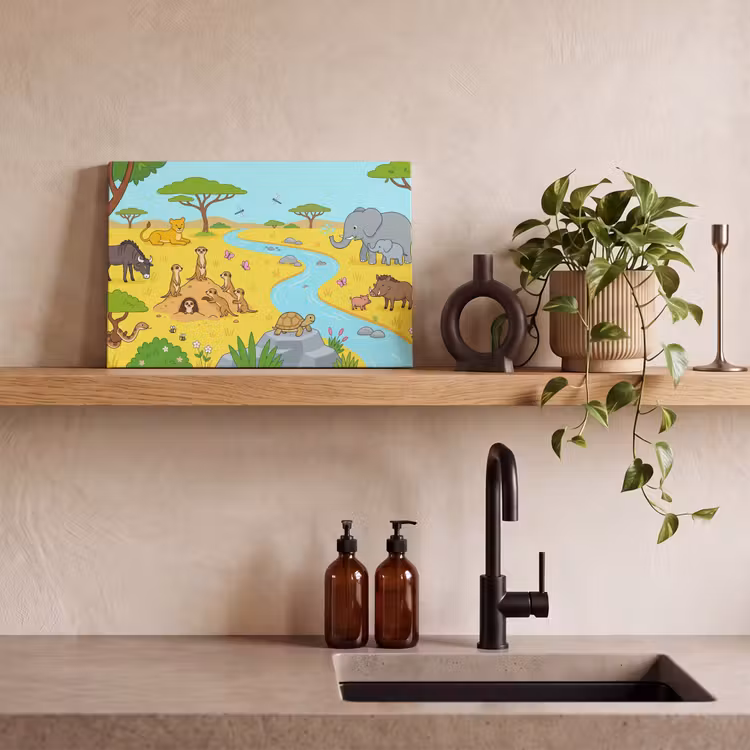 Canvas schilderij - Dieren - Savanne - Cartoon — 4
