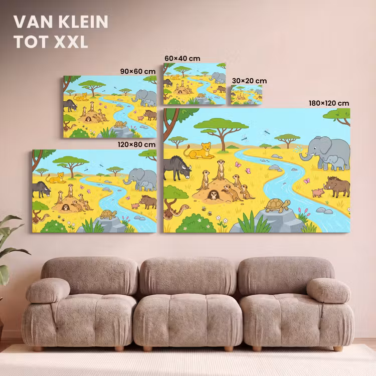 Canvas schilderij - Dieren - Savanne - Cartoon — 8