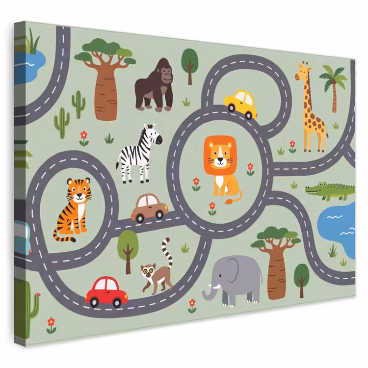 Canvas schilderij - Dieren - Speels - Illustratie — 1
