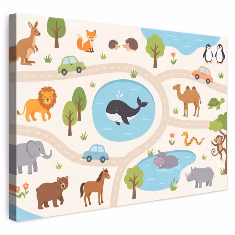 Canvas schilderij - Dieren - Wereld - Illustratie — 1