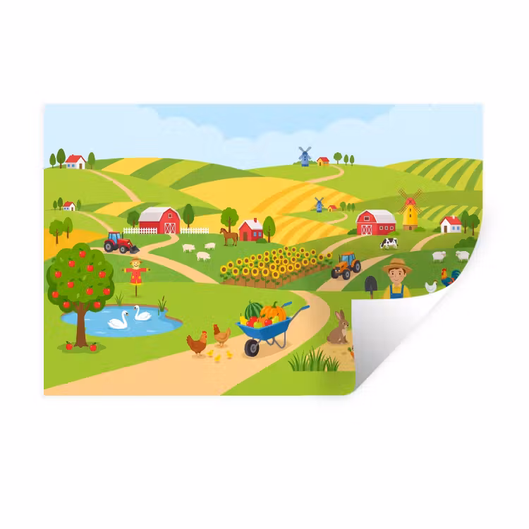 Muursticker - Boerderij - Landschap - Cartoon — 1