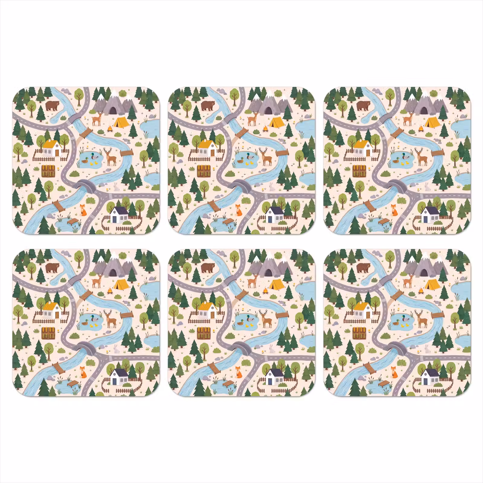 Onderzetter - Landschap - Rivier - Cartoon — 1