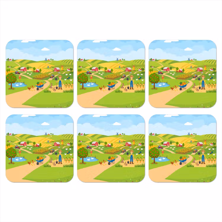 Onderzetter - Boerderij - Landschap - Cartoon — 1