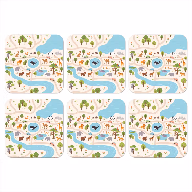 Onderzetter​ - Dieren - Wereld - Illustratie — 1