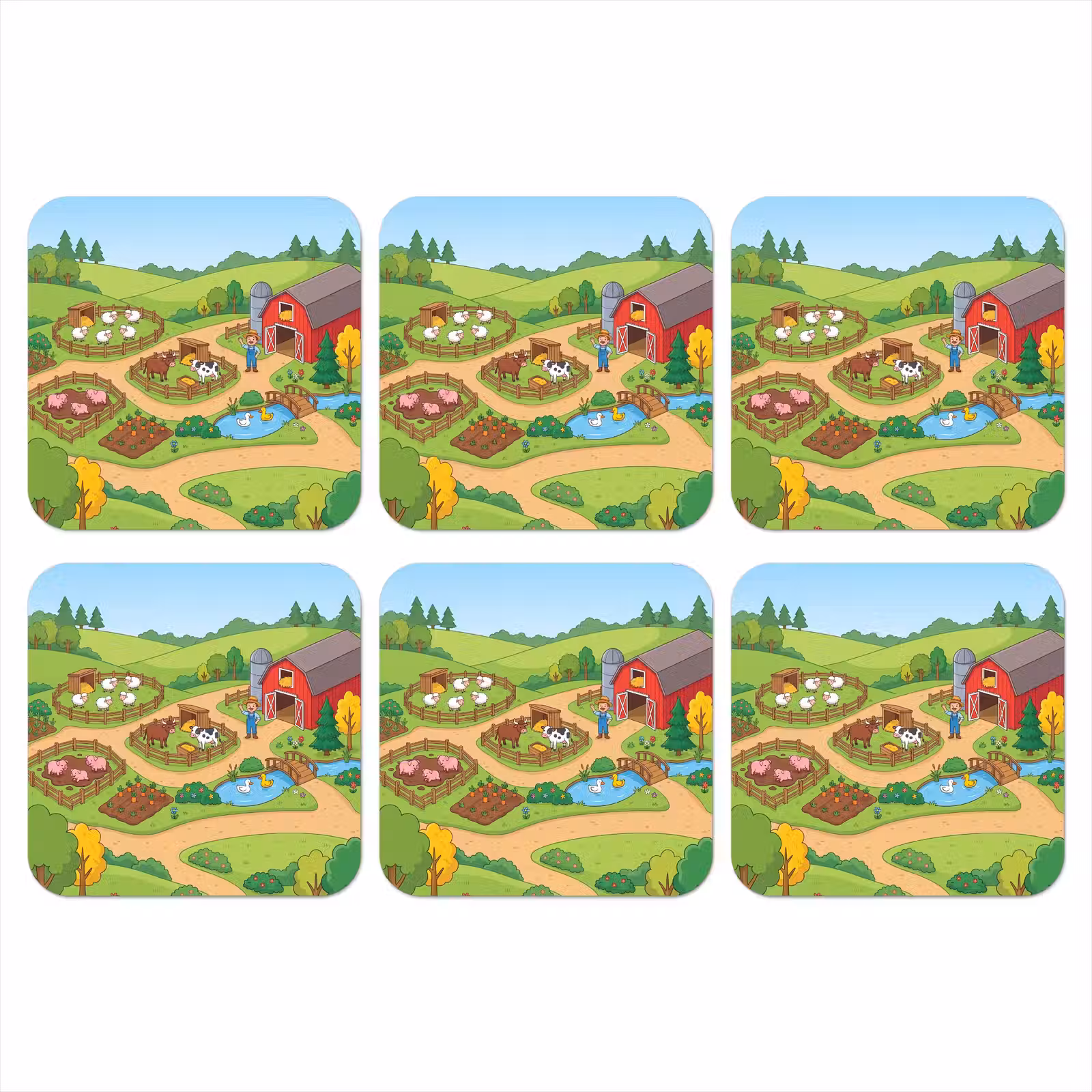 Onderzetter - Boerderij - Dieren - Platteland — 1