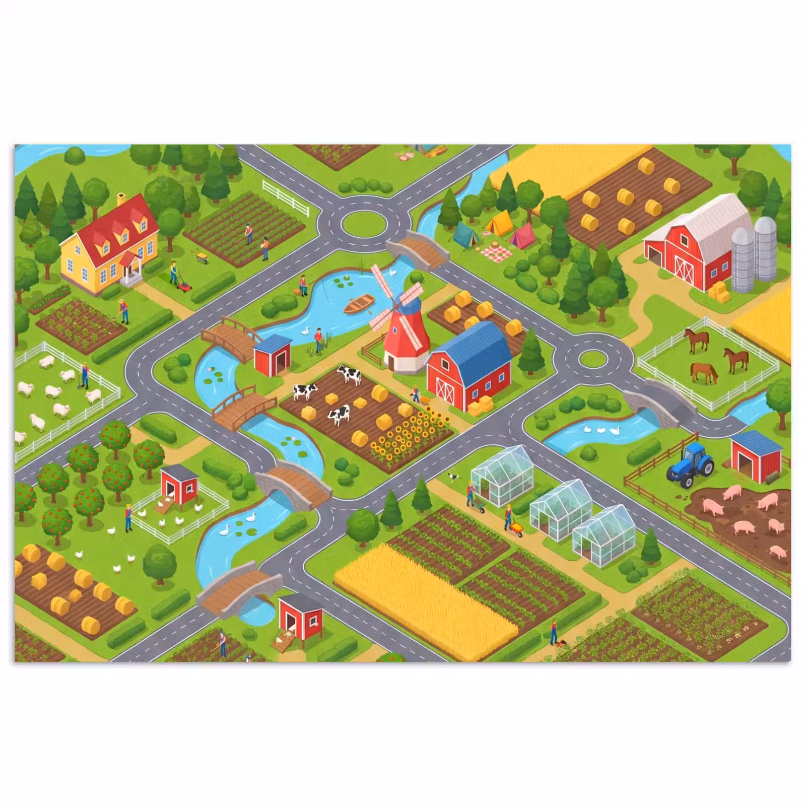 Poster - Boerderij - Landschap - Isometrisch — 1