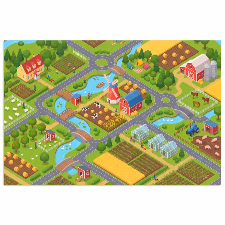 Poster - Boerderij - Landschap - Isometrisch — 1