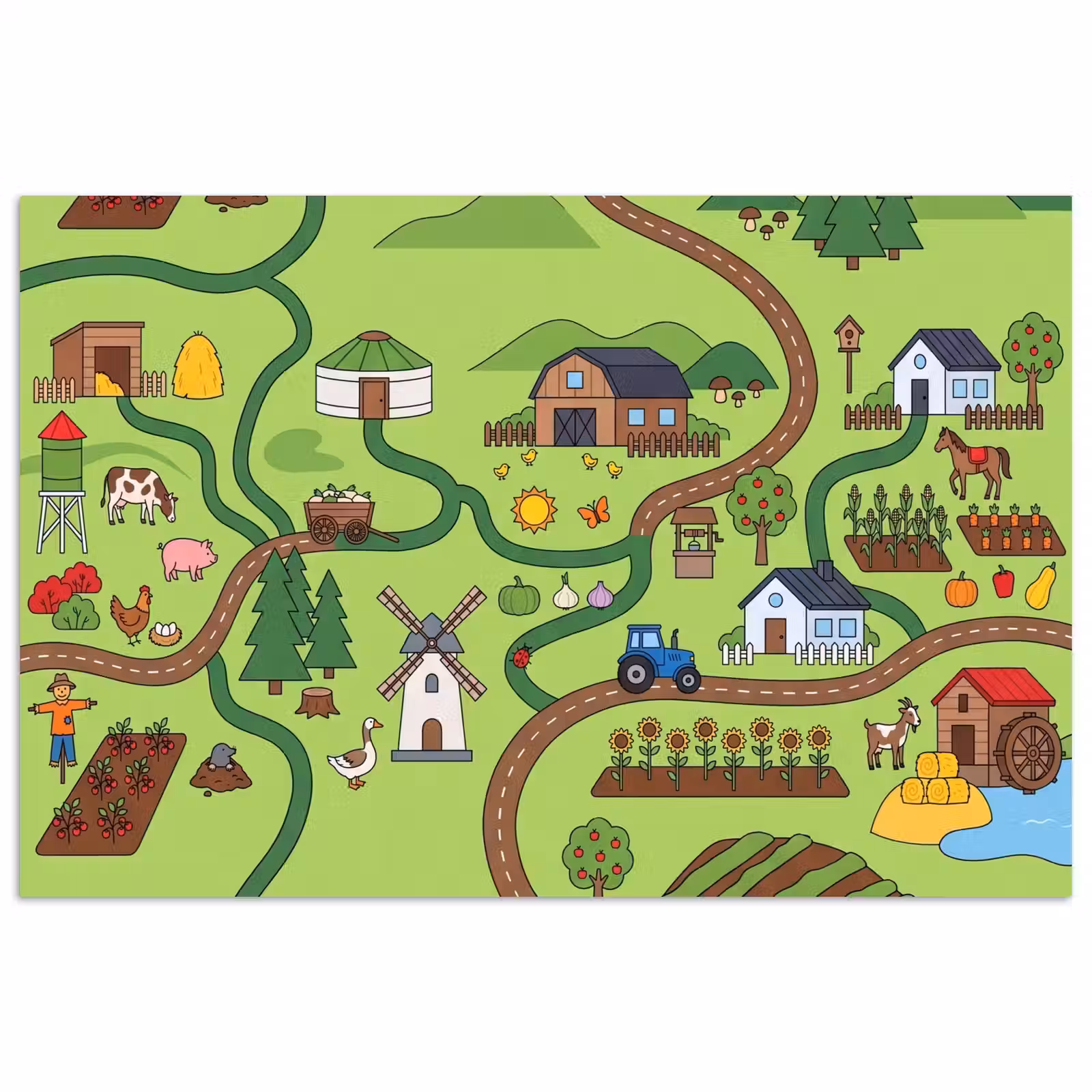 Poster - Dieren - Platteland - Illustratie — 1