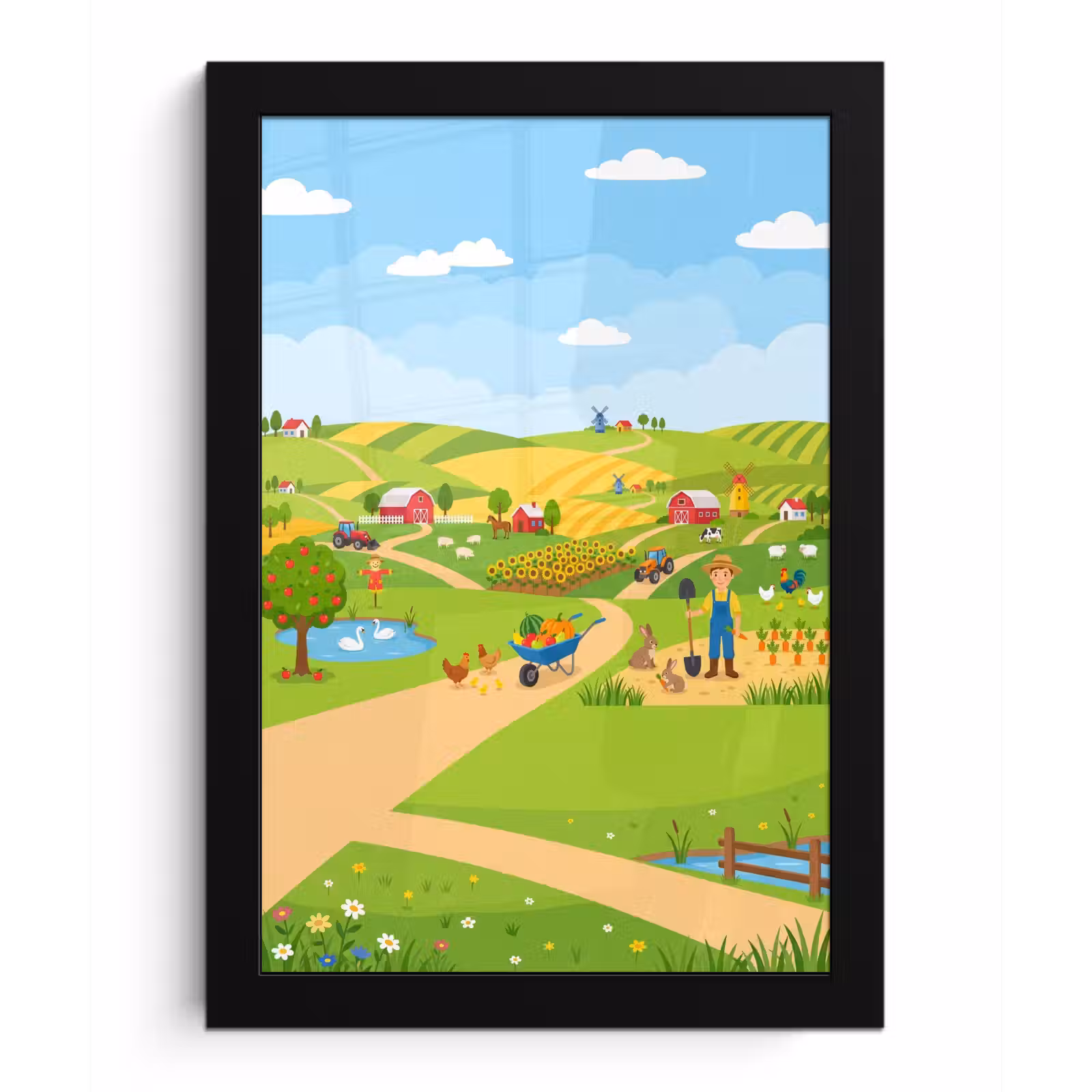 Poster met lijst - Boerderij - Landschap - Cartoon — 1
