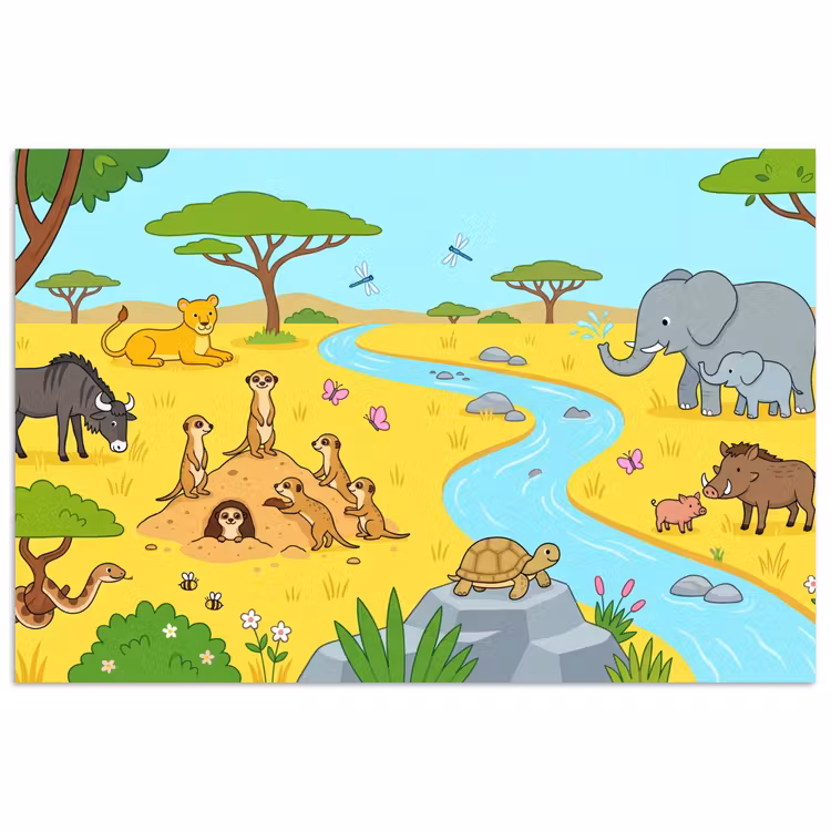 Poster - Dieren - Savanne - Cartoon — 1