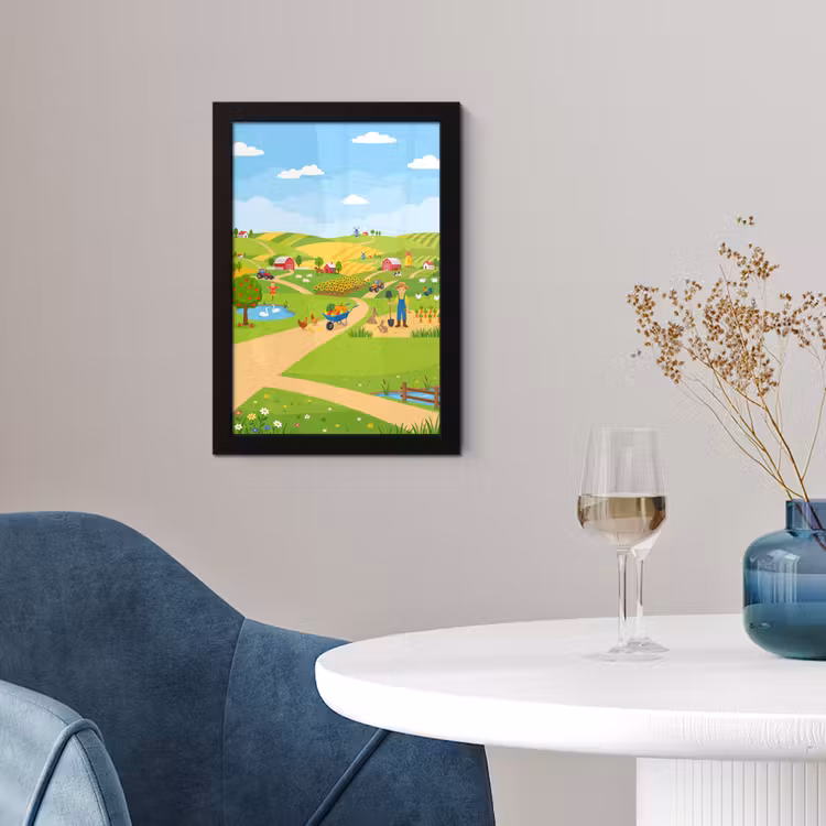 Poster met lijst - Boerderij - Landschap - Cartoon — 4