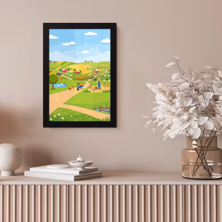 Poster met lijst - Boerderij - Landschap - Cartoon — 5