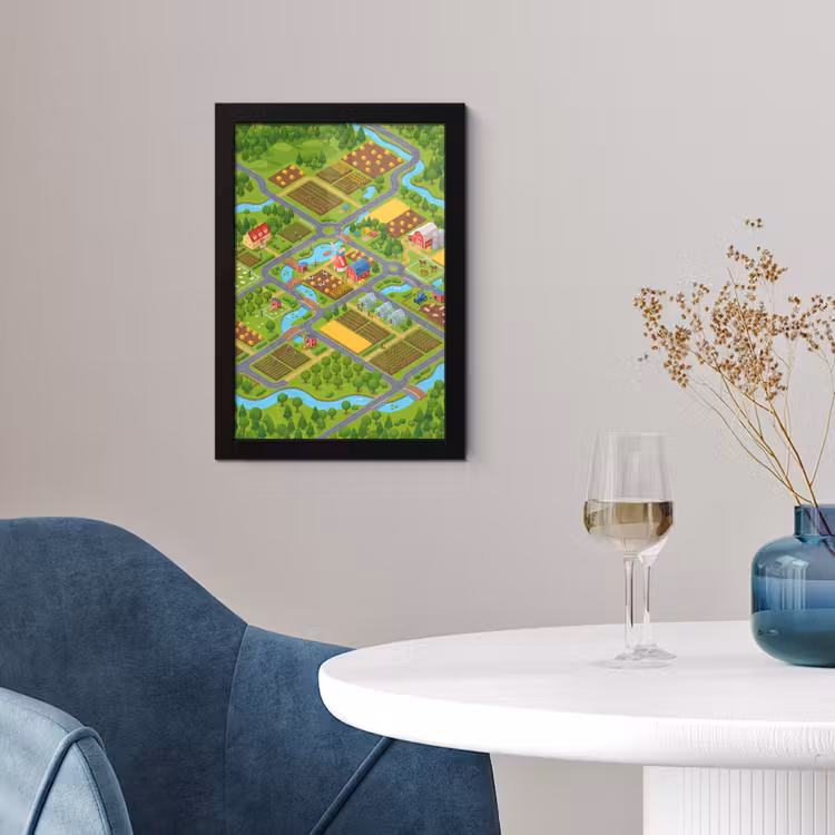 Poster met lijst - Boerderij - Landschap - Isometrisch — 4