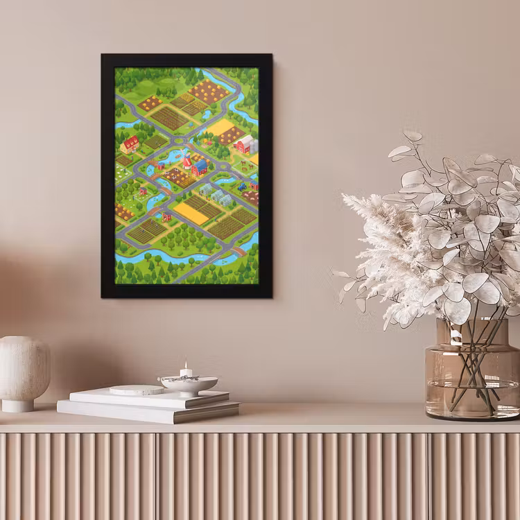 Poster met lijst - Boerderij - Landschap - Isometrisch — 5